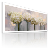 Obraz na plátně HORTENZIE bílé květy B různé rozměry Ludesign ludesign obrazy: 100x40 cm