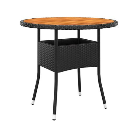 Shumee Zahradní stůl 80 × 75 cm akáciové dřevo a polyratan černý
