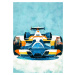 Umělecký tisk Formula 1 blue yellow, Justyna Jaszke, (30 x 40 cm)