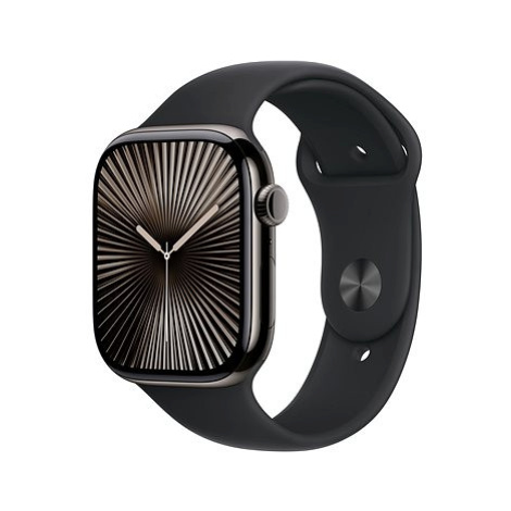 Apple Watch Series 10 46mm Cellular Břidlicově šedý titan s černým sportovním řemínkem - M/L