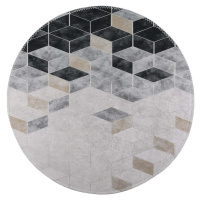 Bílo-šedý pratelný kulatý koberec ø 100 cm – Vitaus