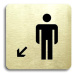 Accept Piktogram "WC muži vlevo dolů" (80 × 80 mm) (zlatá tabulka - černý tisk bez rámečku)