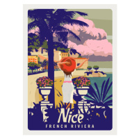 Ilustrace Nice French Riviera coast poster vintage., VectorUp, 30 × 40 cm