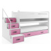 Dětská patrová postel s výsuvnou postelí MAX I 80x200 cm - bílá Ružové