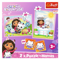 Trefl Puzzle 2v1 + pexeso - Gabby se svou kočičkou / Gabby's Dollhouse