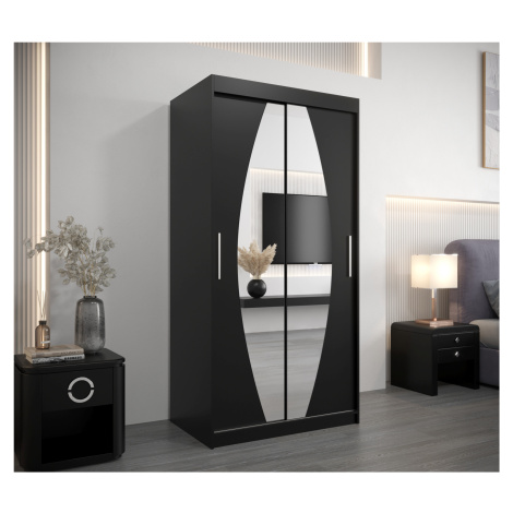 Šatní skříň Abi E0 Barva korpusu: Černá, Rozměry: 100 cm, Dveře: Černá