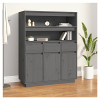 vidaXL Skříň highboard šedá 89x40x116,5 cm masivní borové dřevo