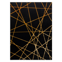 Dywany Łuszczów Kusový koberec Gloss 406C 86 geometric black/gold - 80x150 cm