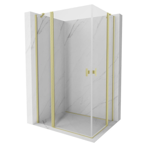MEXEN/S Mist Duo sprchový kout dveře křídlové 90 x 75, transparent, zlato kartáčovaná 8A4-090-07
