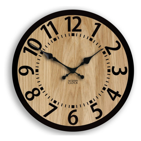 ModernClock Dřevěné nástěnné hodiny Berlin 33 cm černé/hnědé
