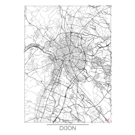 Mapa Dijon, Hubert Roguski, 30x40 cm