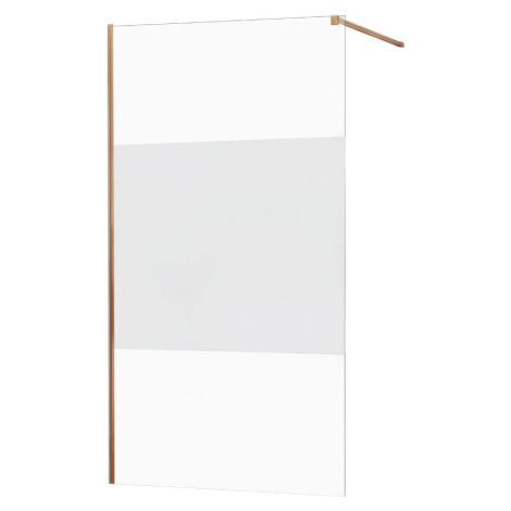 MEXEN/S KIOTO Sprchová zástěna WALK-IN 070x200 cm 8 mm, růžové zlato, Transparent/matné sklo 800