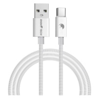 RhinoTech kabel s nylonovým opletem USB-A na USB-C 27W, 1 m bílý