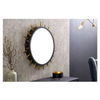 Estila Extravagantní moderní nástěnné zrcadlo Ekkart kruhového tvaru s černým rámem se zlatými o