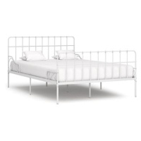 Rám postele s laťkovým roštem bílý kov 120 × 200 cm, 284603