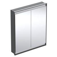 Geberit ONE - Zrcadlová skříňka s LED osvětlením, 750x900x150 mm, 2 dvířka, vestavná, matná čern