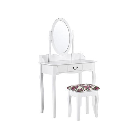 BELIANI 1 zásuvka oválné zrcadlo a bílá stolička SOLEIL