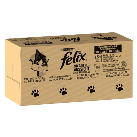 Jumbobalení Felix ("So gut...") kapsičky 120 x 85 g - masový mix II (hovězí, losos, kuřecí, tuňá