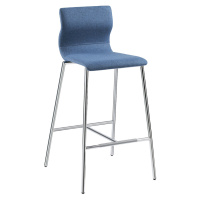 Barová židle EVORA, s čalouněním, pochromovaný podstavec, modrý melír
