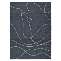 Tmavě modrý venkovní koberec s příměsí bavlny Universal Doodle, 77 x 150 cm