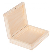 FK Dřevěná krabička plochá - 16x13x4 cm, Přírodní