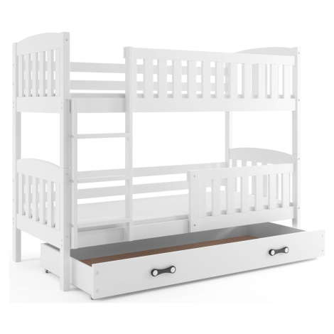 BMS Dětská patrová postel KUBUŠ | bílá Barva: Bílá / bílá, Rozměr: 200 x 90 cm