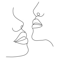 Ilustrace Woman faces line 2, Veronika Boulová, (26.7 x 40 cm)