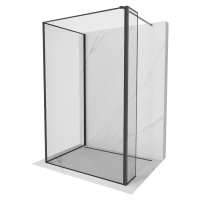 MEXEN/S Kioto Sprchová zástěna WALK-IN 90 x 70 x 40 cm, černý vzor, černá 800-090-070-221-70-70-