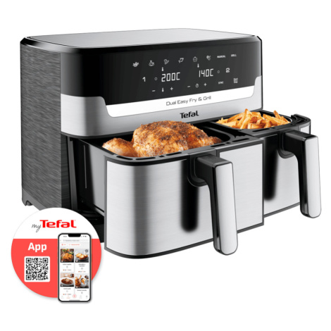 Horkovzdušná fritéza Tefal Dual Easy Fry & Grill 2v1 EY905D10 Nerezová/Černá