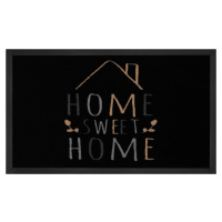 Hanse Home Collection koberce Protiskluzová rohožka Home sweet home 103797 Black Creme - 40x60 c
