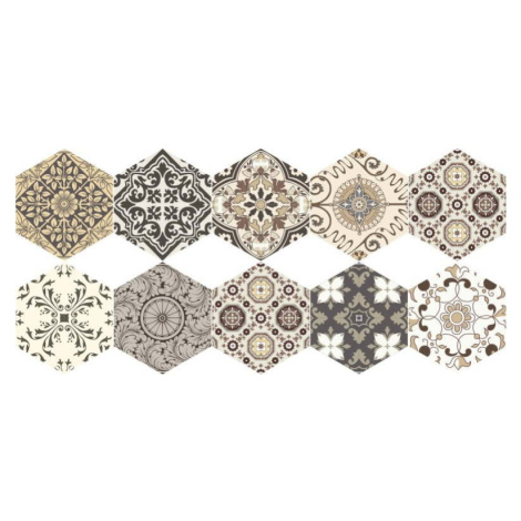 Sada 10 samolepek na podlahu Ambiance Floor Stickers Hexagons Luiza, 40 x 90 cm