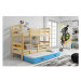 Dětská patrová postel ERYK s výsuvným lůžkem 80x160 cm- borovice Modrá