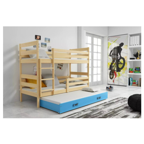 Dětská patrová postel ERYK s výsuvným lůžkem 80x160 cm- borovice Modrá BMS