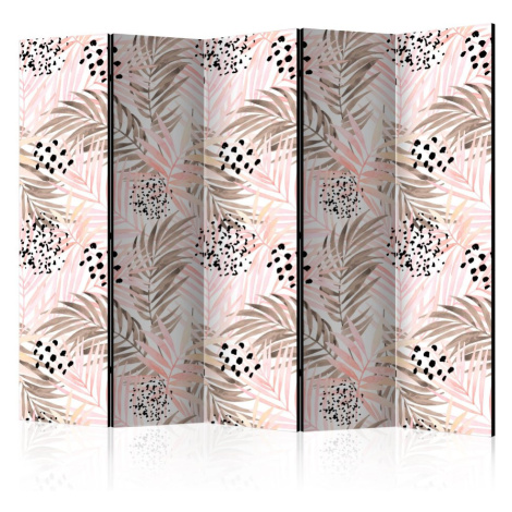 Paraván Pink Palm Leaves Dekorhome 225x172 cm (5-dílný),Paraván Pink Palm Leaves Dekorhome 225x1