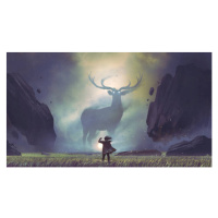 Ilustrace man encountering the legendary deer, Grandfailure, 40x22.5 cm