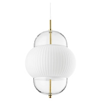 DESIGN BY US Závěsné svítidlo Shahin XL, Ø 38 cm, 5 světel, bílá / čirá, sklo