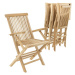 Divero 63471 Sada 4 kusů zahradní židle skládací - týkové dřevo