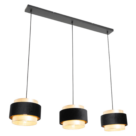 Moderní závěsná lampa černá se zlatým 3-světlem - Elif QAZQA
