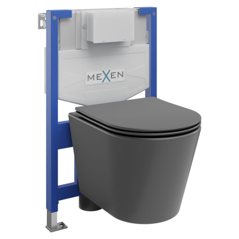MEXEN/S WC předstěnová instalační sada Fenix XS-F s mísou WC Rico + sedátko softclose, tmavě šed