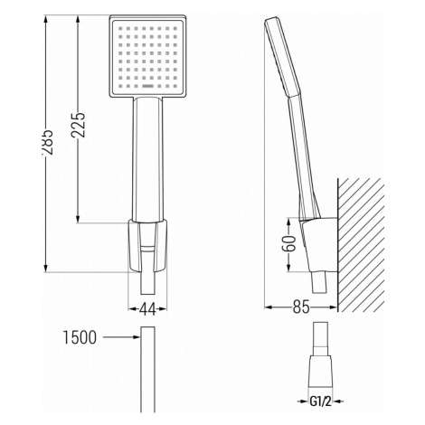 MEXEN/S Libra R45 vanová baterie s příslušenstvím, chrom 74513R45-00