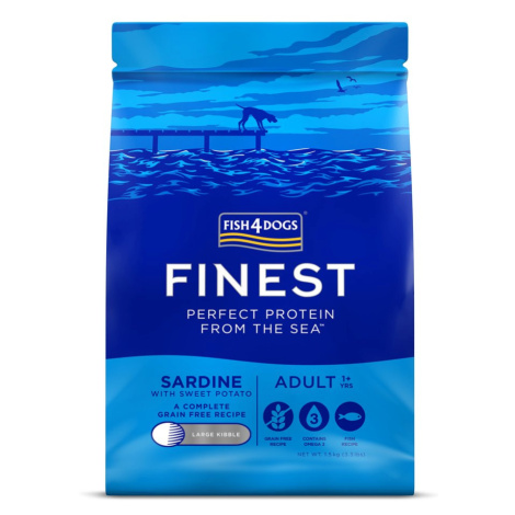 Fish4Dogs Granule velké pro dospělé psy Finest sardinka se sladkými bramborami 1,5 kg, 1+