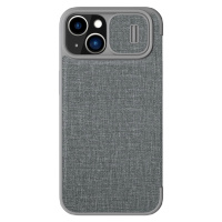 Nillkin Qin Cloth Pro Case pouzdro pro iPhone 14 kryt fotoaparátu pouzdro flip cover šedé