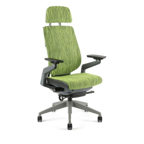 Office Pro Office Pro - kancelářská židle KARME mesh s podhlavníkem - zelená žíhaná