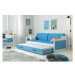 Dětská postel nebo gauč s výsuvnou postelí DAVID 190x80 cm Modrá Bílá