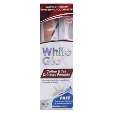 WHITE GLO Bělicí zub.pasta Káva/Čaj 150g+zub.kart.