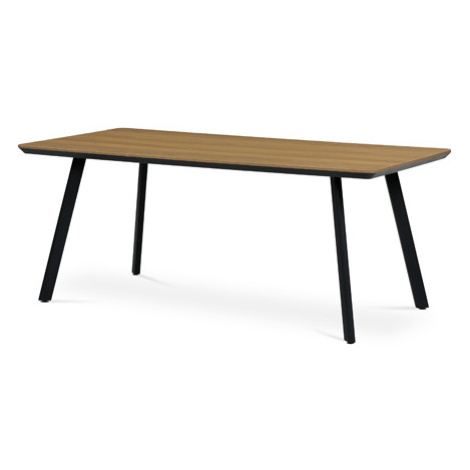 Jídelní stůl, 180x90x76 cm, MDF deska s dýhou odstín dub, kovové nohy, černý lak Autronic
