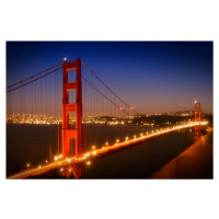 Umělecká fotografie Evening Cityscape of Golden Gate Bridge, Melanie Viola, (40 x 26.7 cm)