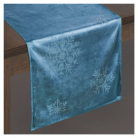 Vánoční ubrus - běhoun na stůl NORTH modrá 40x140 cm VELVET mikrovlákno Mybesthome