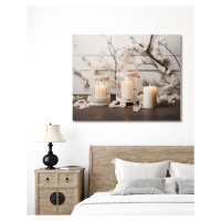 Obrazy na stěnu - Zátiší s bílými svíčkami Rozměr: 40x50 cm, Rámování: vypnuté plátno na rám