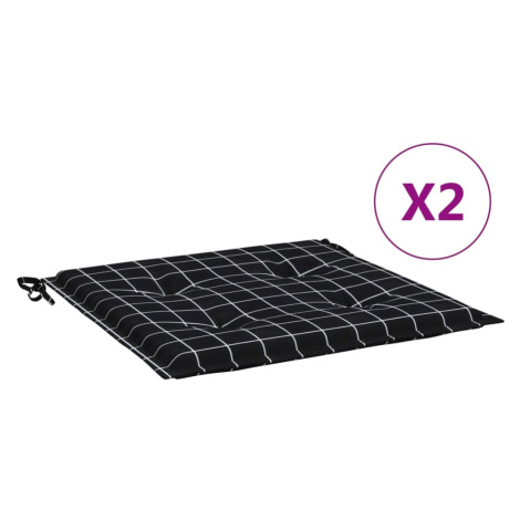 vidaXL Podušky na zahradní židli 2 ks černé kárované 50x50x3 cm textil